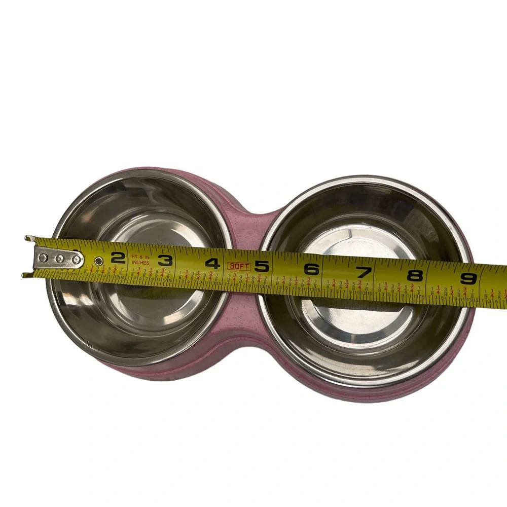 Final sale:New stainless steel double bowls with plastic stand